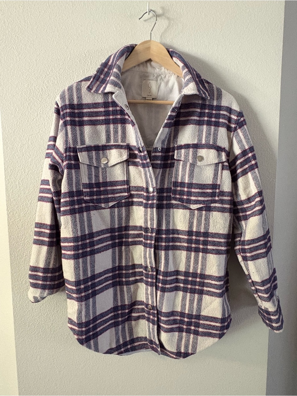 Plaid Flannel Oversized Chore Coat Pockets Joie Women’s XS